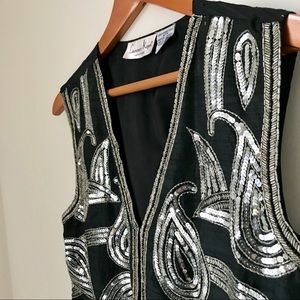 Vintage 100% Silk Embellished Silk Vest